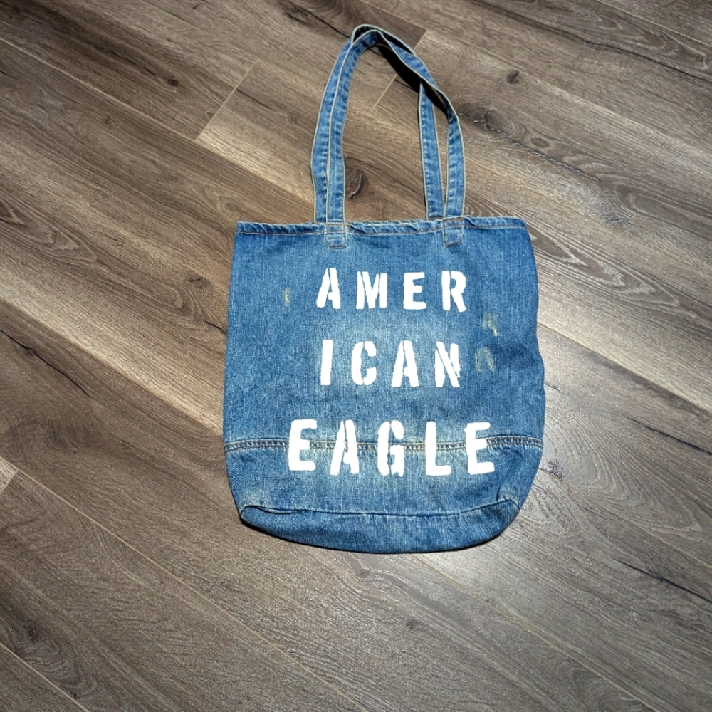- American Eagle Denim tote, or beach bag. Factory Distressed or destroyed.